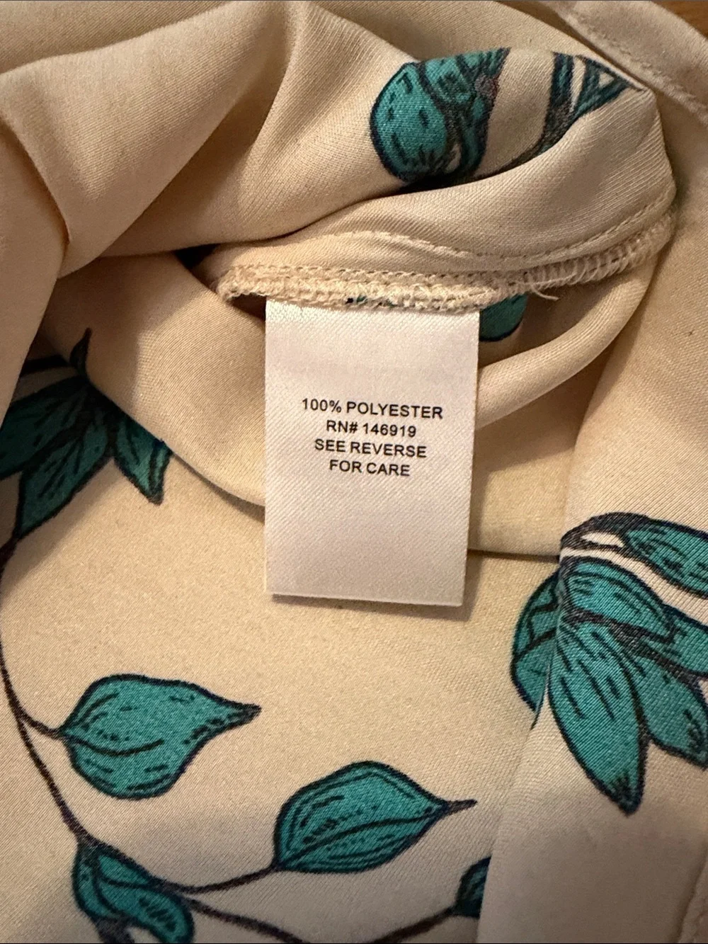 RACHEL Rachel Roy Teal Floral Ruffle Sleeve Blouse on Cream Base Size L NWT - Picture 3 of 6